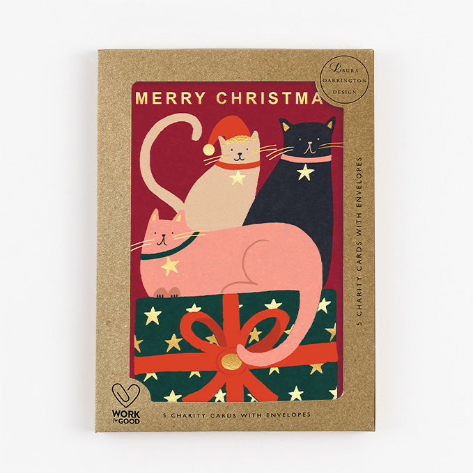 Charity Christmas Card Pack Christmas Cat