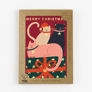 Charity Christmas Card Pack Christmas Cat